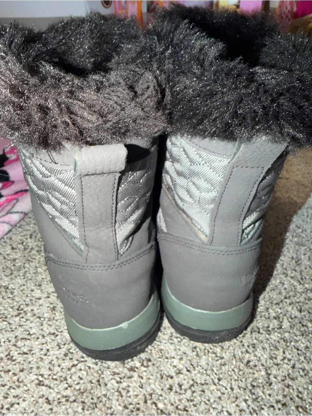 BearPaw Women's Black Faux-Fur Winter Lace-Up Boots